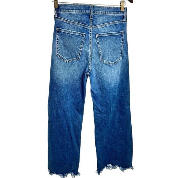 Sneak Peek Distressed Wide Leg Jeans Sz 7 28 Waist Frayed Hem High-Waist Stretch - Picture 6 of 8